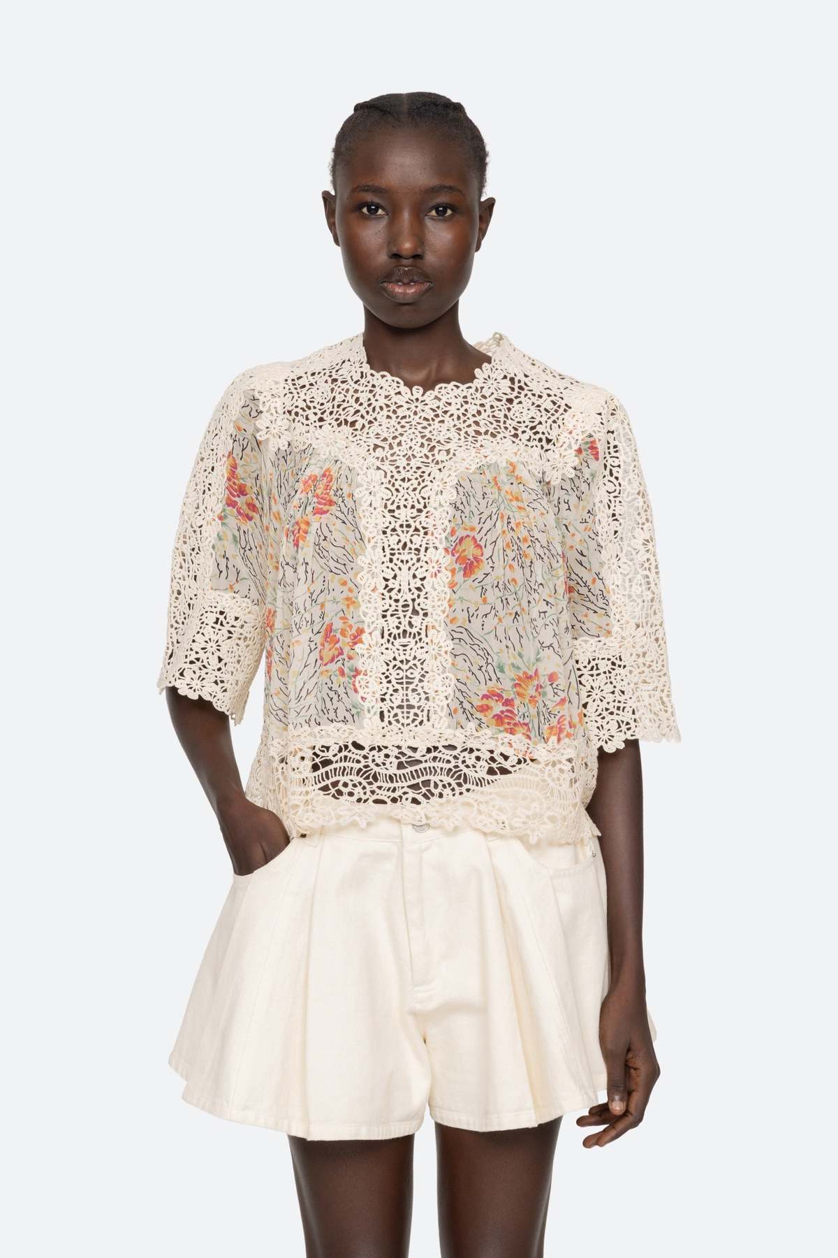 Sea NY Luisa Print Short Sleeve Top - Brown - Image 13 of 18