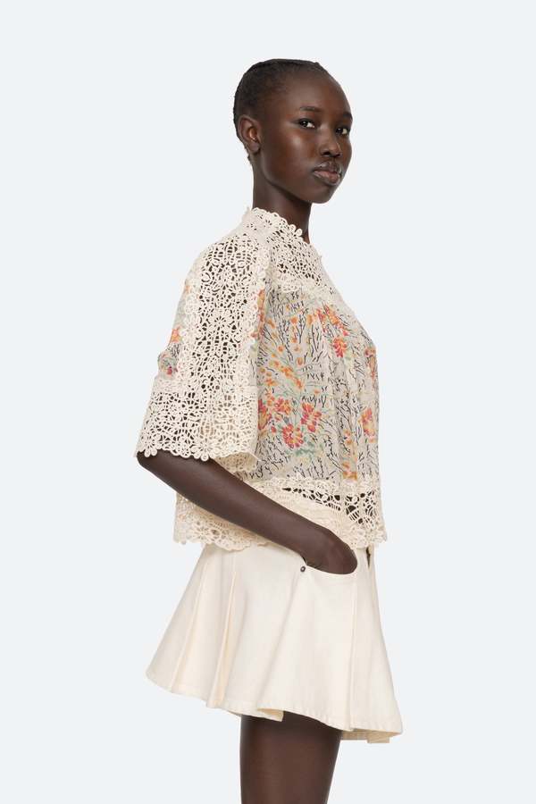 Sea NY Luisa Print Short Sleeve Top - Brown