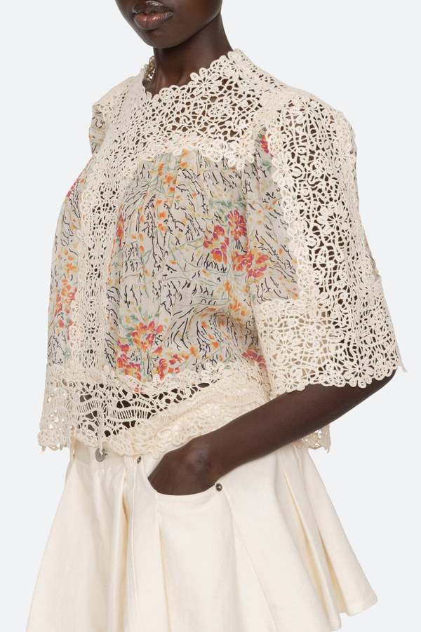 Sea NY Luisa Print Short Sleeve Top - Brown