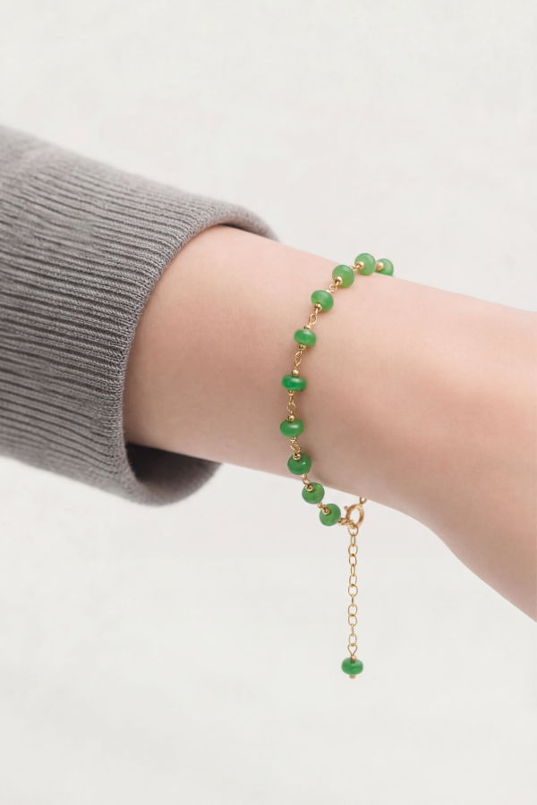 seree Jillian Jade Beaded Bracelet - Green