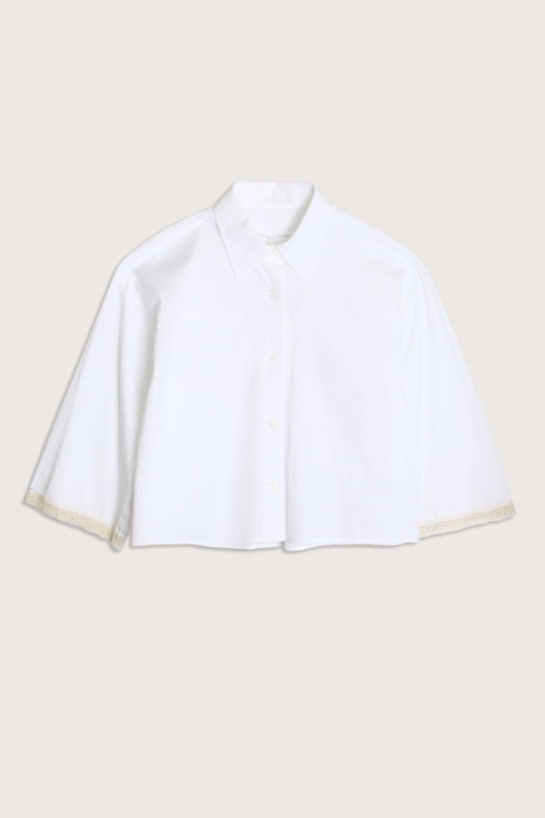 MARIA McMANUS Cropped Lace Shirt - White