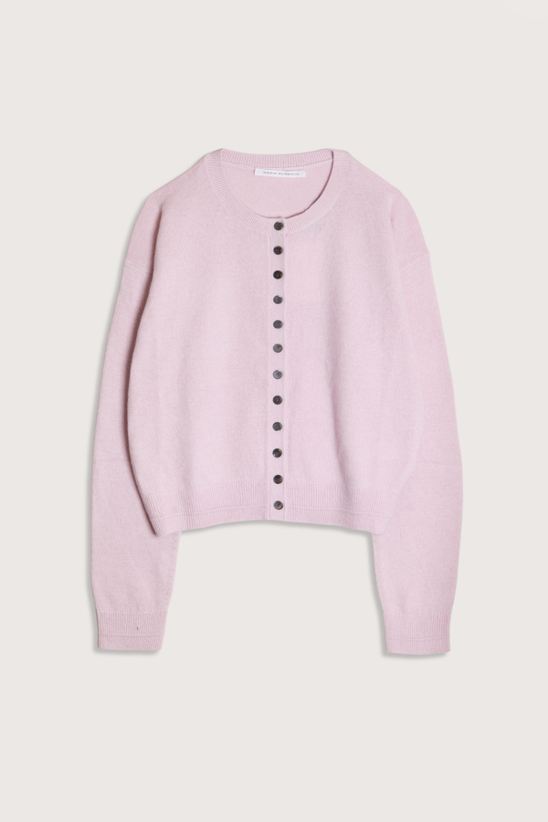 MARIA McMANUS Tiny Button Cardigan - Powder Pink MARIA McMANUS Tiny Button Cardigan - Powder Pink