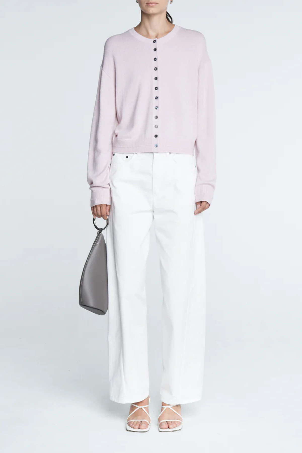 MARIA McMANUS Tiny Button Cardigan - Powder Pink - Image 2 of 4