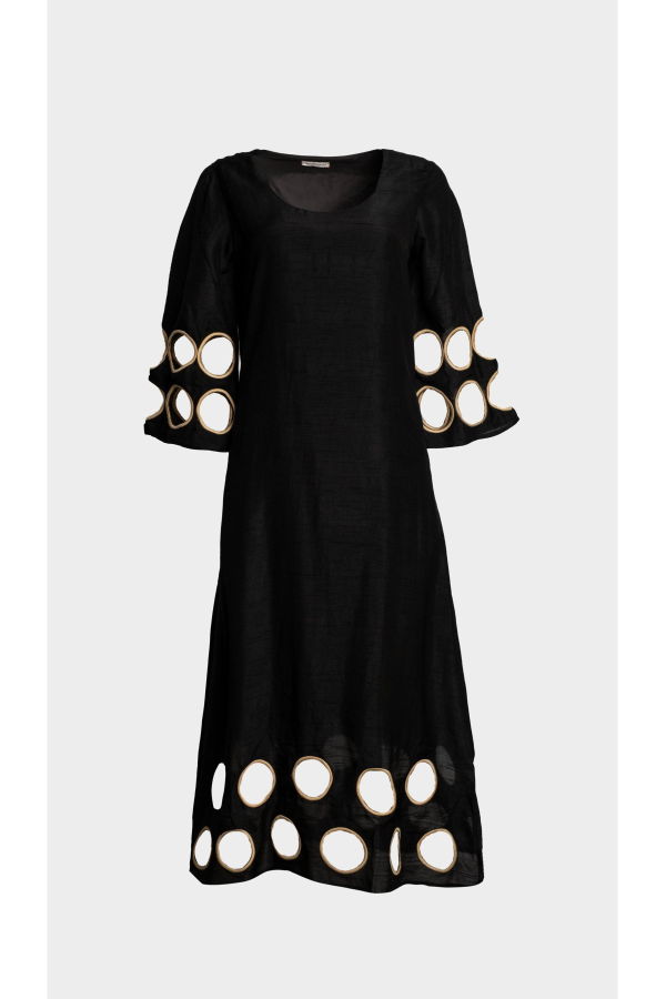 Frances Valentine Faye Cut Out Maxi Dress - Black/Taupe