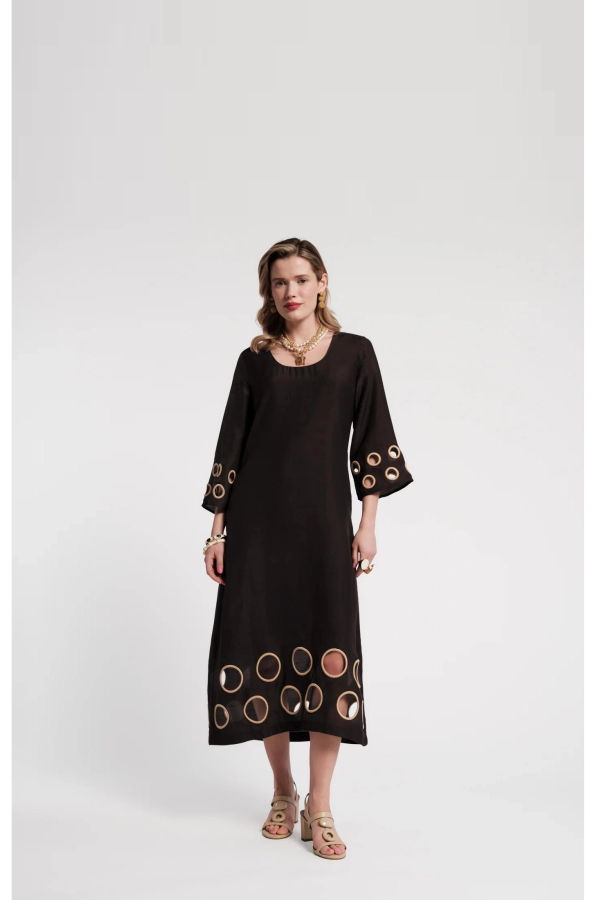Frances Valentine Faye Cut Out Maxi Dress - Black/Taupe