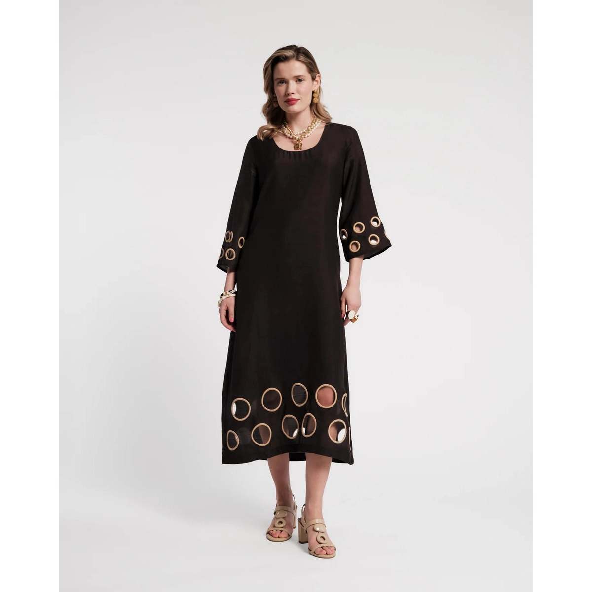 Frances Valentine Faye Cut Out Maxi Dress - Black/Taupe - Image 2 of 4