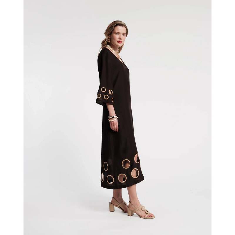 Frances Valentine Faye Cut Out Maxi Dress - Black/Taupe