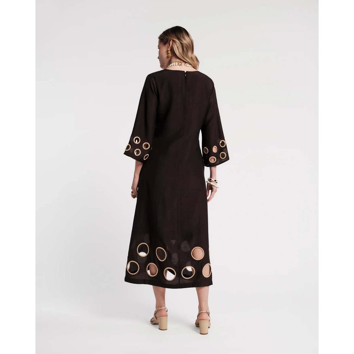 Frances Valentine Faye Cut Out Maxi Dress - Black/Taupe - Image 4 of 4