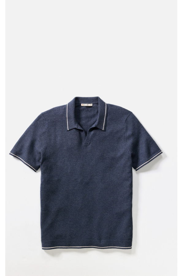 Marine Layer Liam Sweater Polo - Dark Indigo