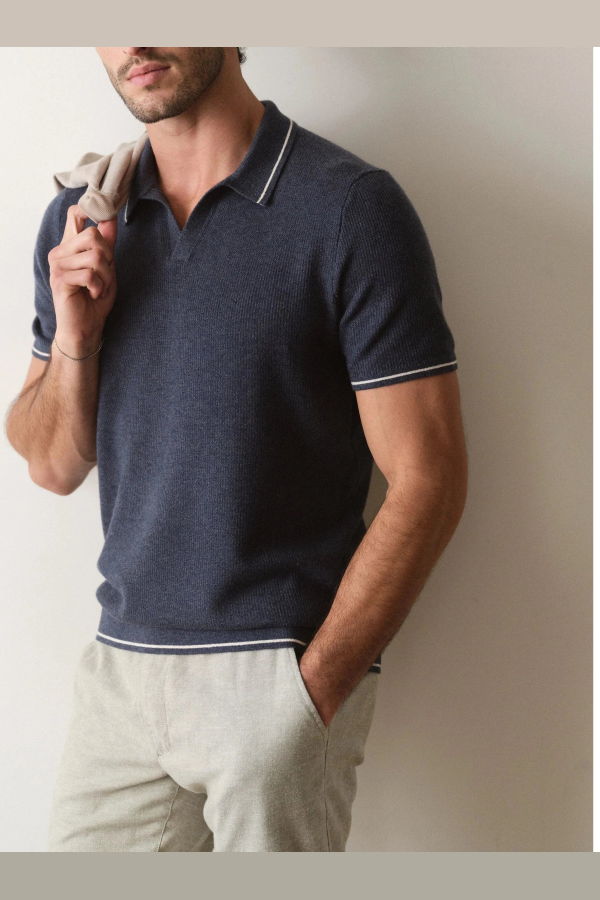 Marine Layer Liam Sweater Polo - Dark Indigo