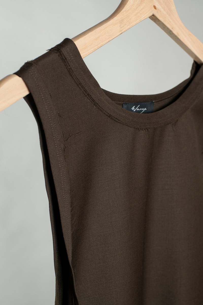 Wanze Wrap Tie Tank Dress - Mocha