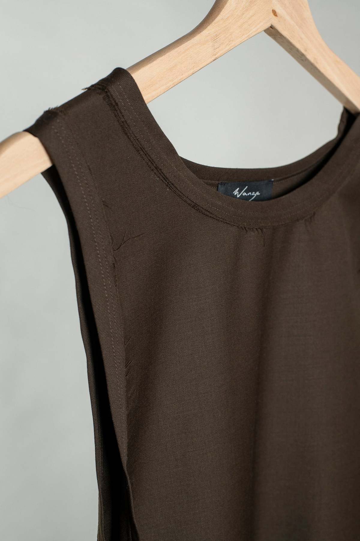 Wanze Wrap Tie Tank Dress - Mocha - Image 4 of 6