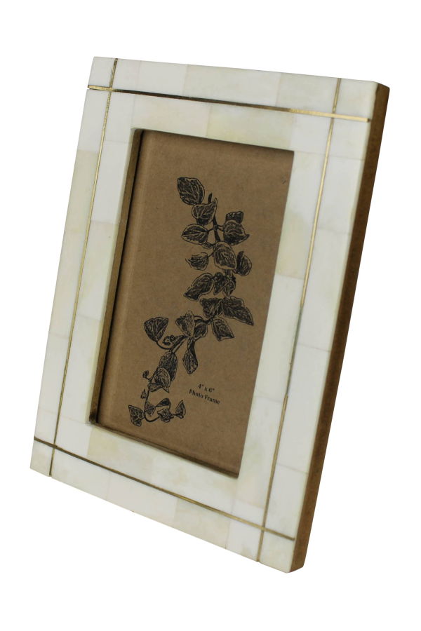 Homart Bone with Brass Grid Frame