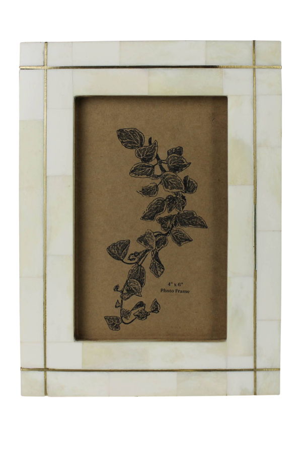 Homart Bone with Brass Grid Frame