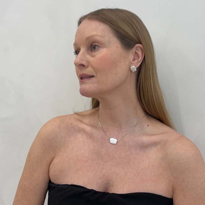 London Atelier Byproduct Freshwater Irregular Square Pearl Pendant Necklace