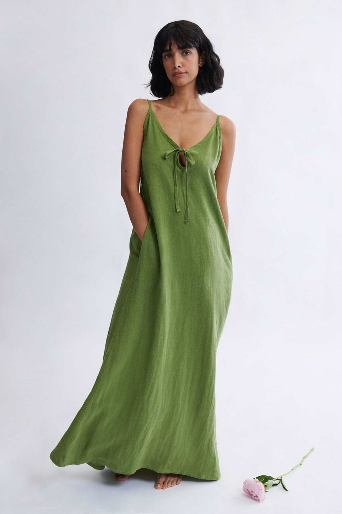 Eliza Faulkner Ivy Maxi Dress - Green Meadow Linen - Image 1 of 2