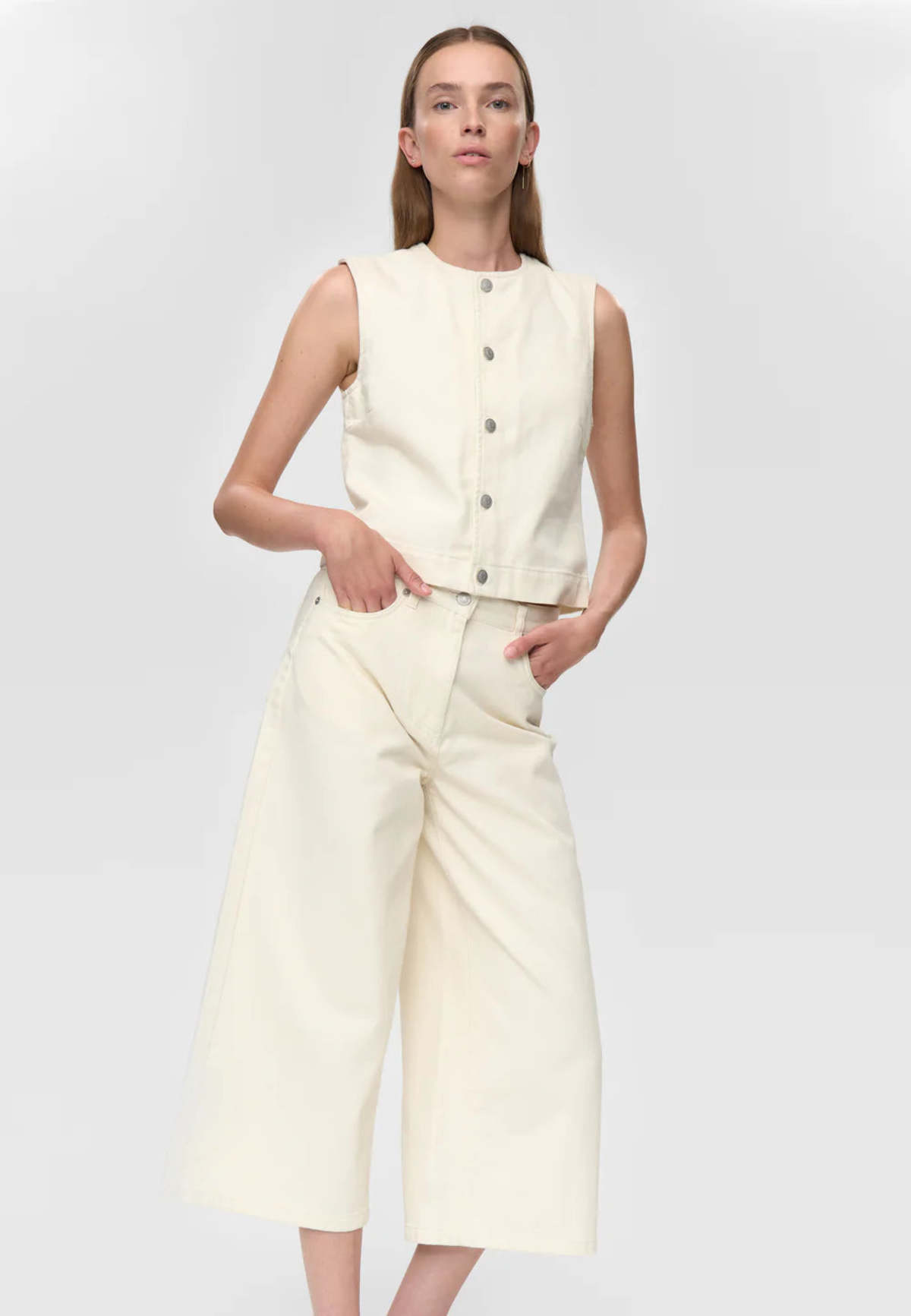 Minimum Caroline Culotte Jeans - Blanc Whisper - Image 1 of 7
