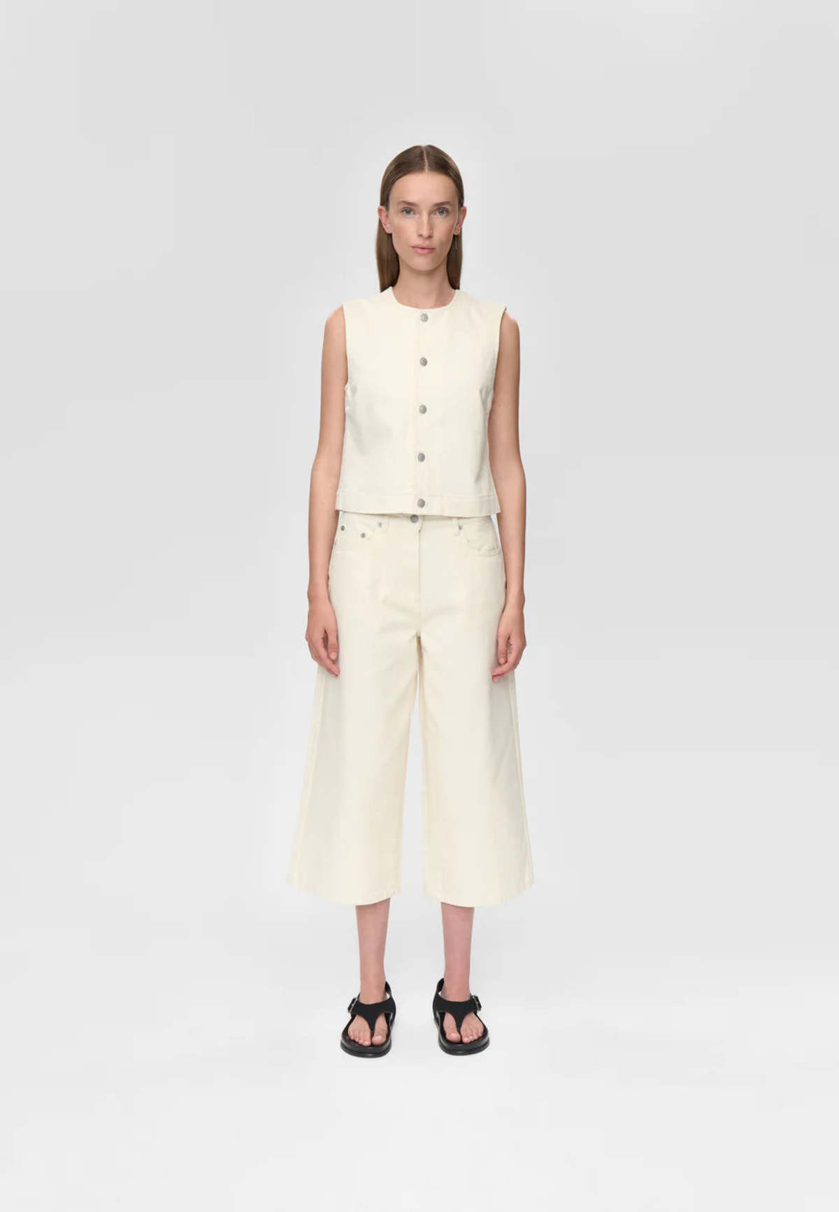 Minimum Caroline Culotte Jeans - Blanc Whisper - Image 3 of 7