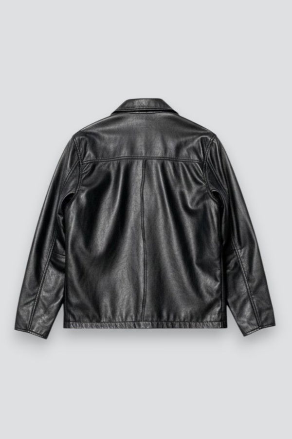 Assembly Black Leather Fireman Field Coat