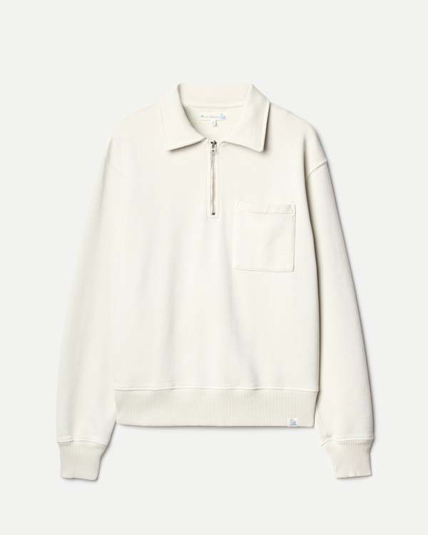 Merz b. Schwanen ZIP03 Authentic Fleece Polo Collared Half-Zip Cotton Sweatshirt