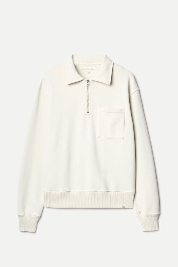 Merz b. Schwanen ZIP03 Authentic Fleece Polo Collared Half-Zip Cotton Sweatshirt