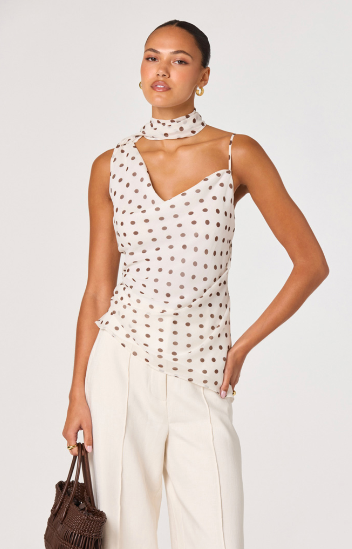 ASTR The Label Polka Dot Scarf Top - Image 1 of 6