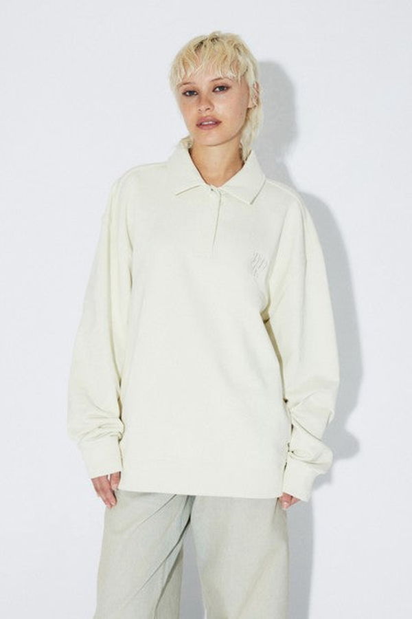 dr.denim Brady Collar Sweatshirt - Ecru Mono