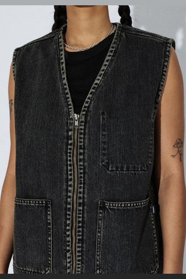dr.denim Enver Worker Vest - Aged Black