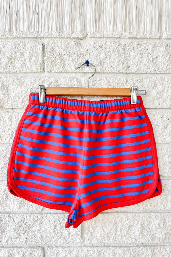 Clare V. Le Jogging Short - Red/Bright Cobalt