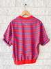 Clare V. Short Sleeve Oversized Sweatshirt - Red/Bright Cobalt Stripes - Thumbnail 2