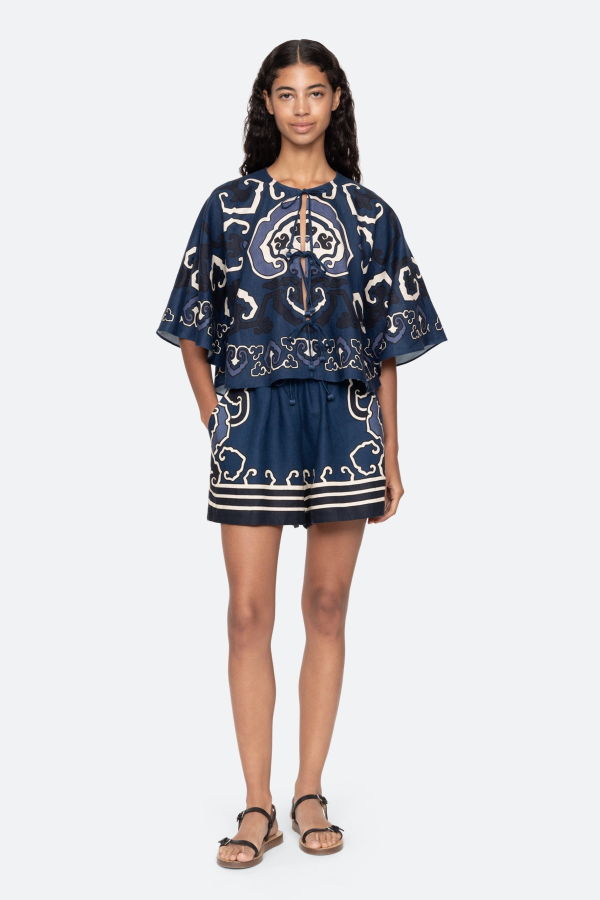 Sea NY Blaise Print Top - Navy