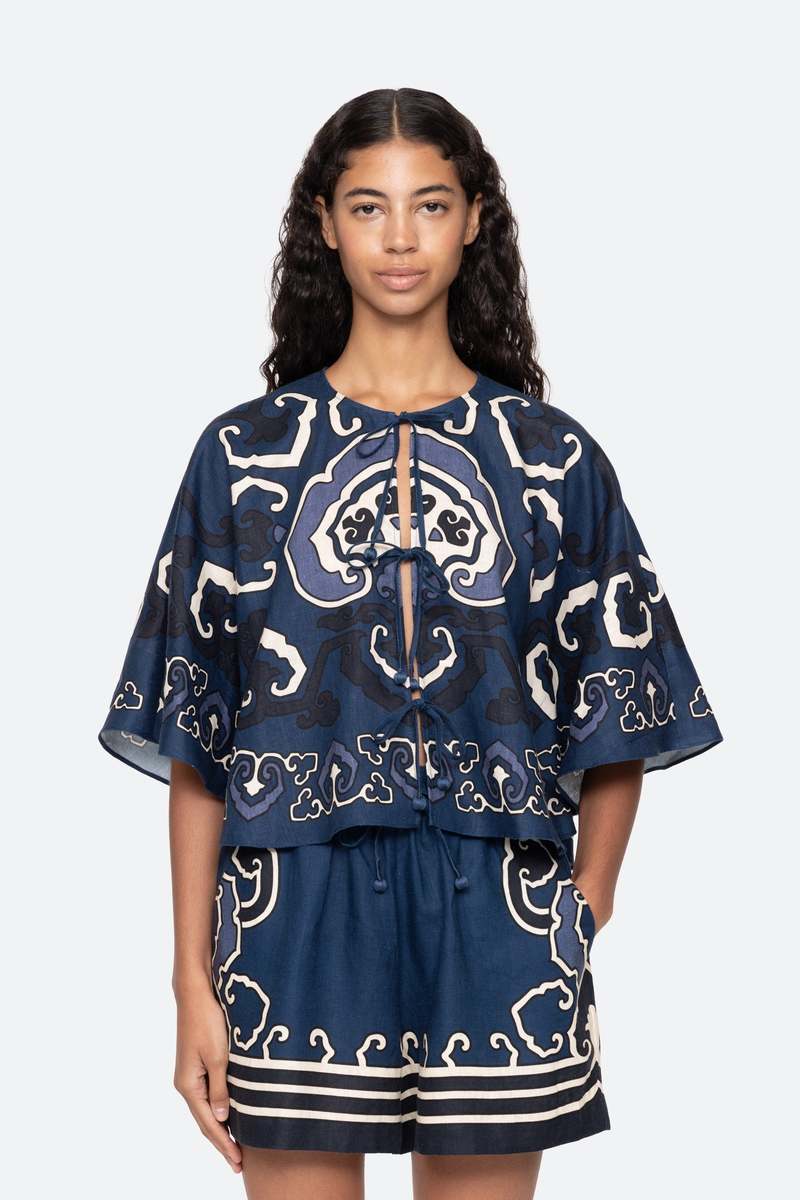 Sea NY Blaise Print Top - Navy