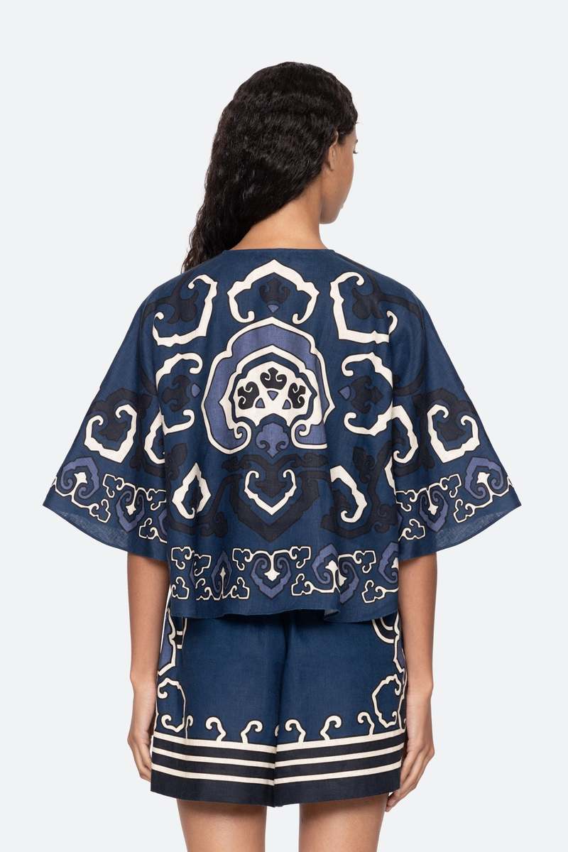 Sea NY Blaise Print Top - Navy