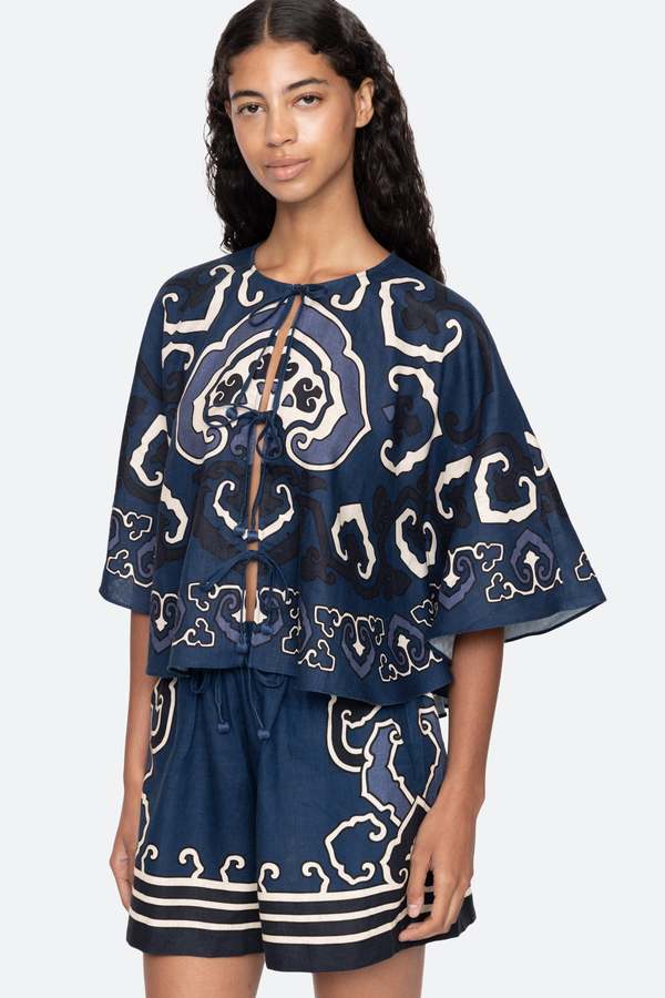 Sea NY Blaise Print Top - Navy