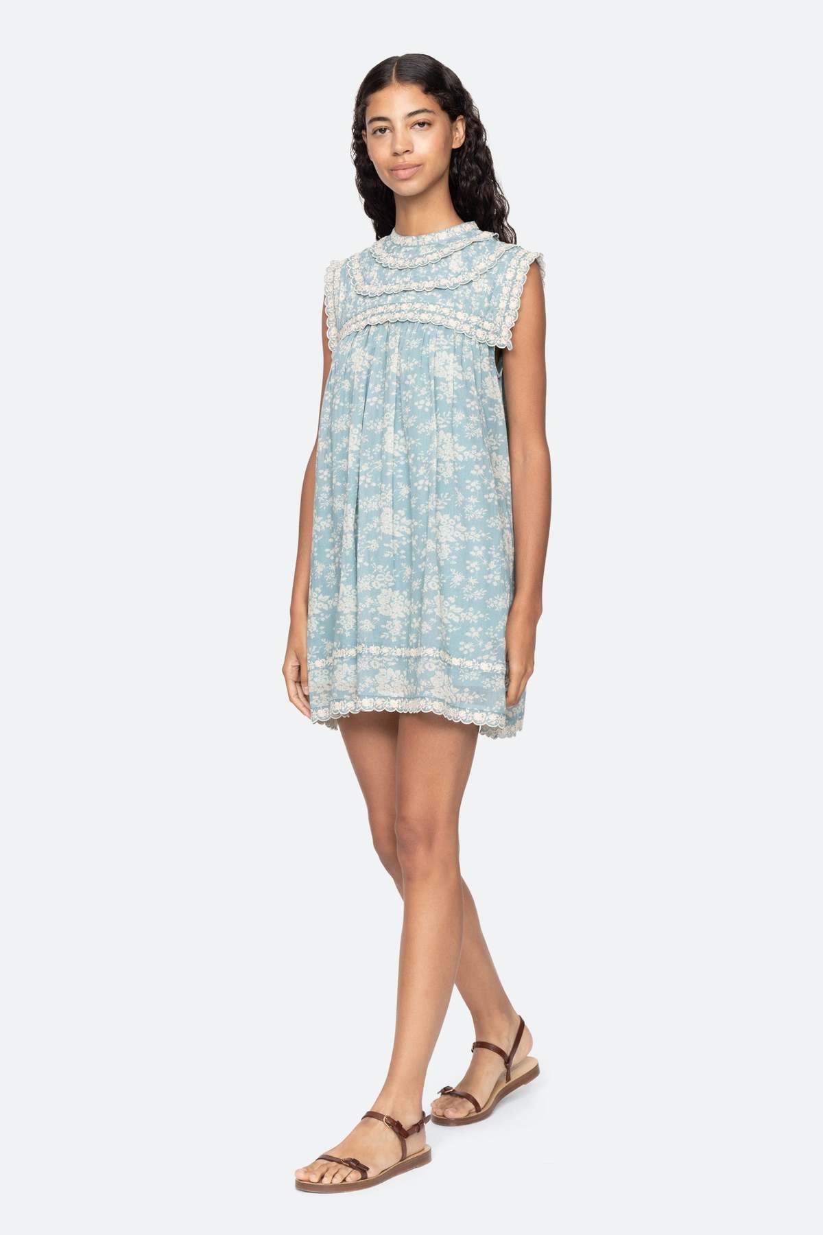 Sea NY Kirsten Print Flared Mini Dress - Sky - Image 1 of 8