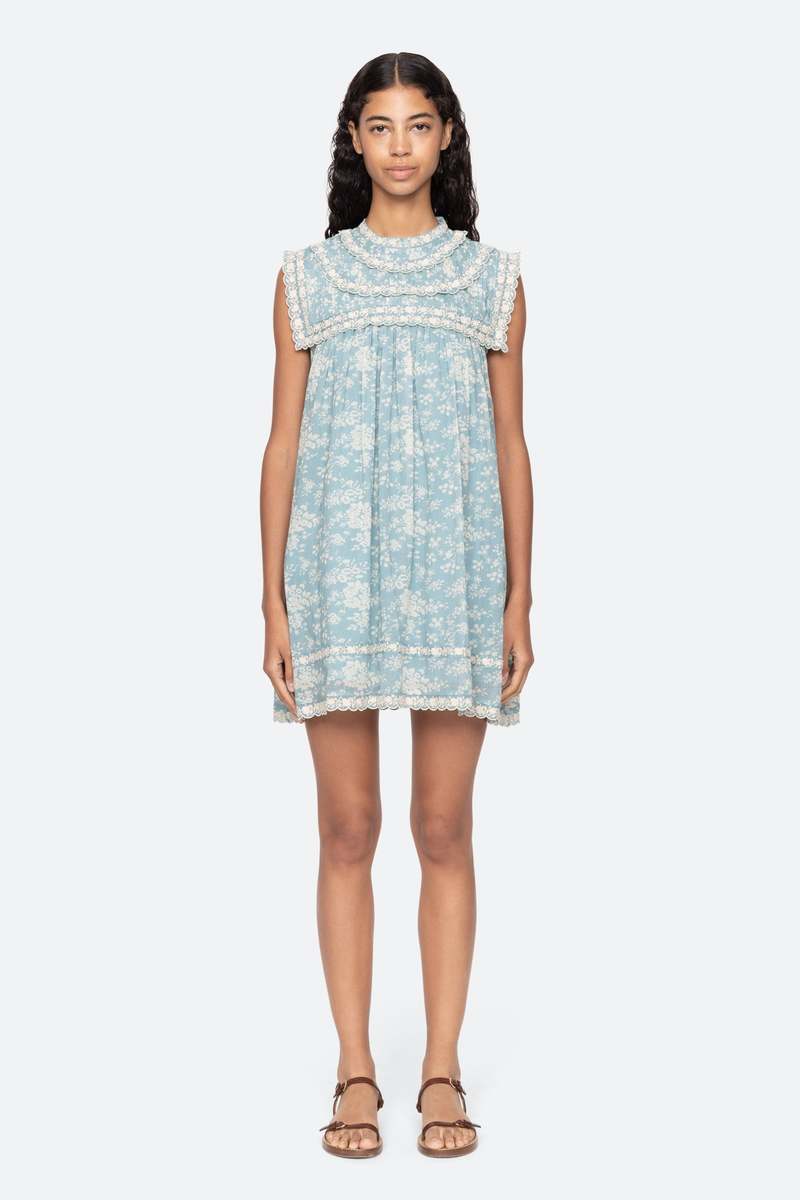Sea NY Kirsten Print Flared Mini Dress - Sky