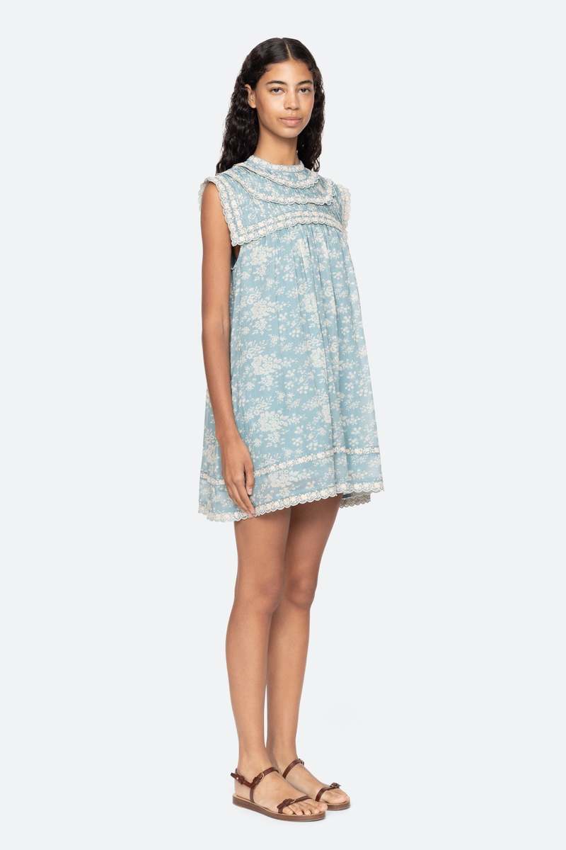 Sea NY Kirsten Print Flared Mini Dress - Sky