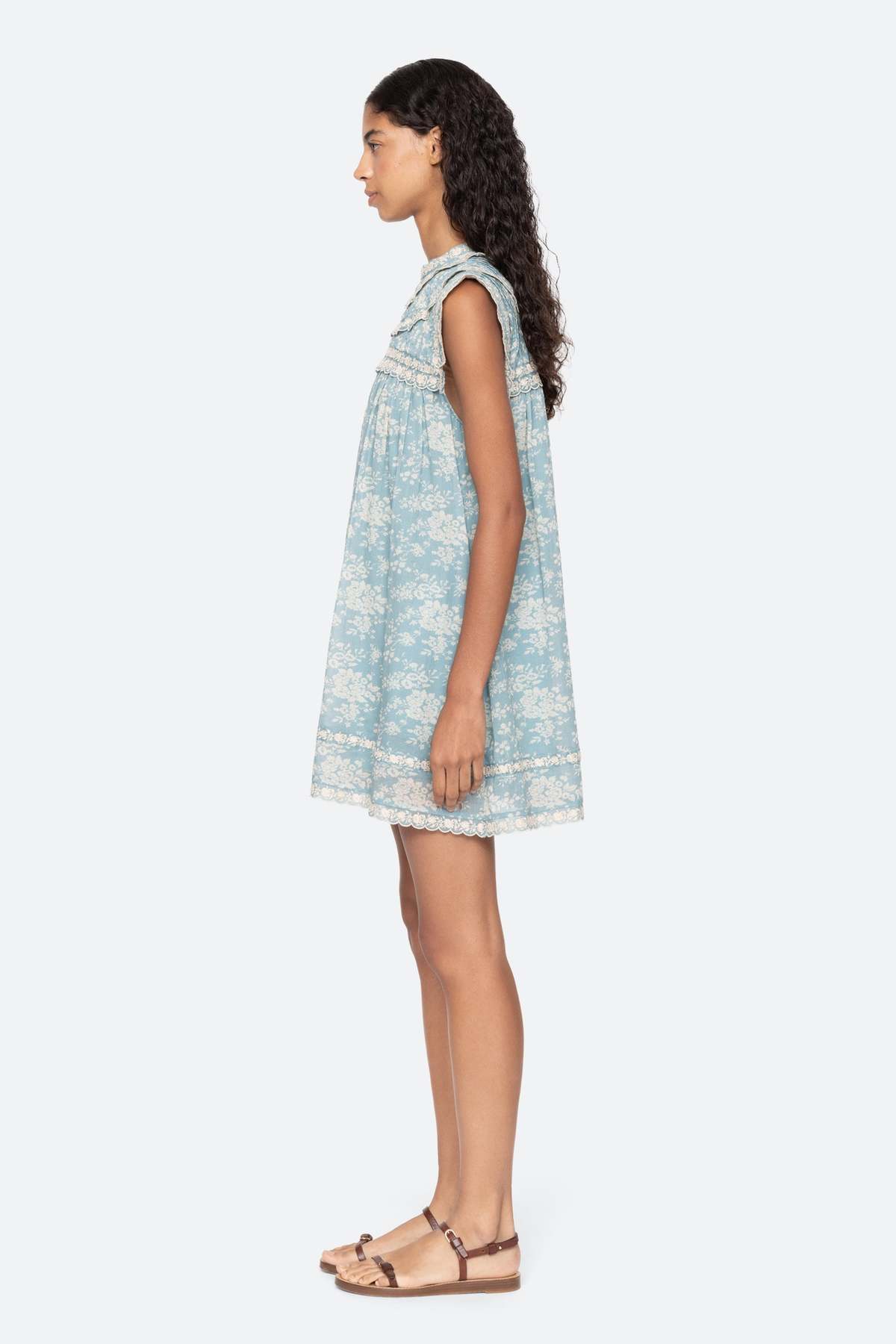 Sea NY Kirsten Print Flared Mini Dress - Sky - Image 6 of 8