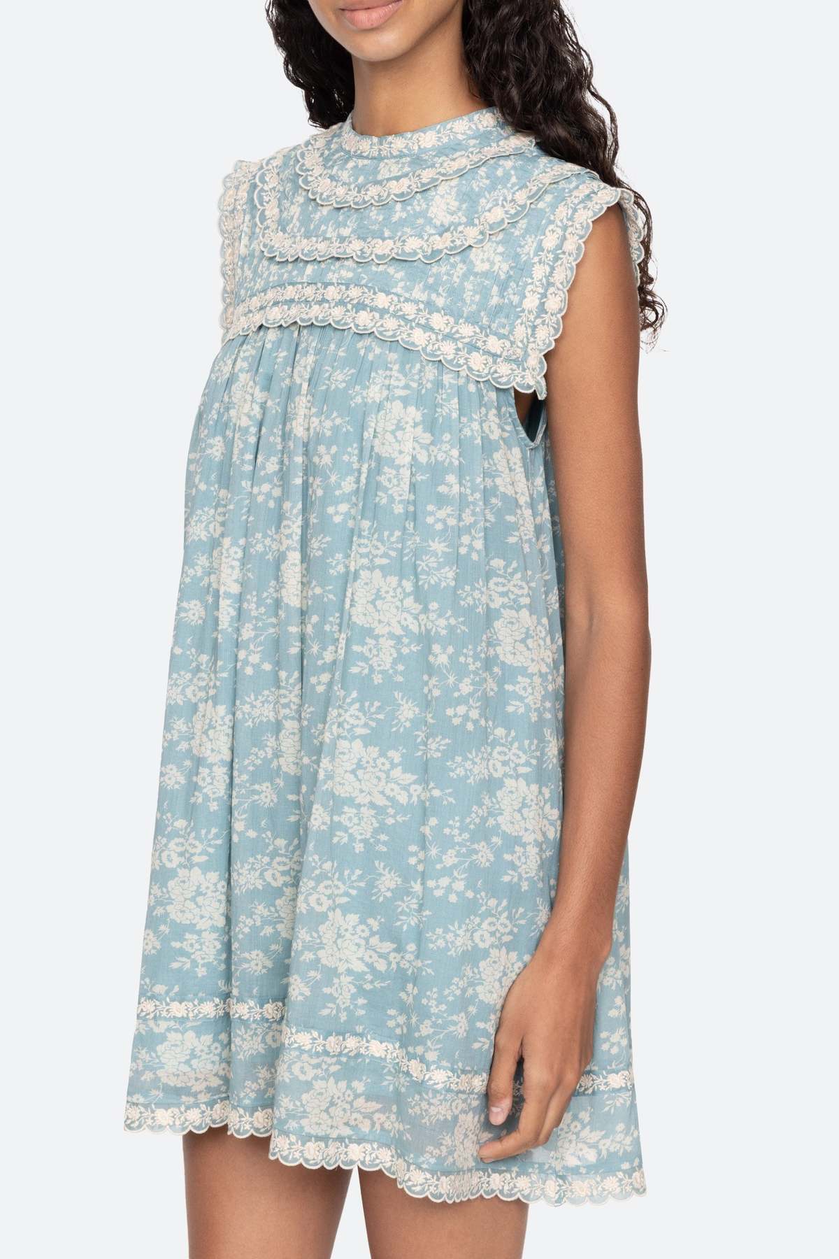 Sea NY Kirsten Print Flared Mini Dress - Sky - Image 8 of 8