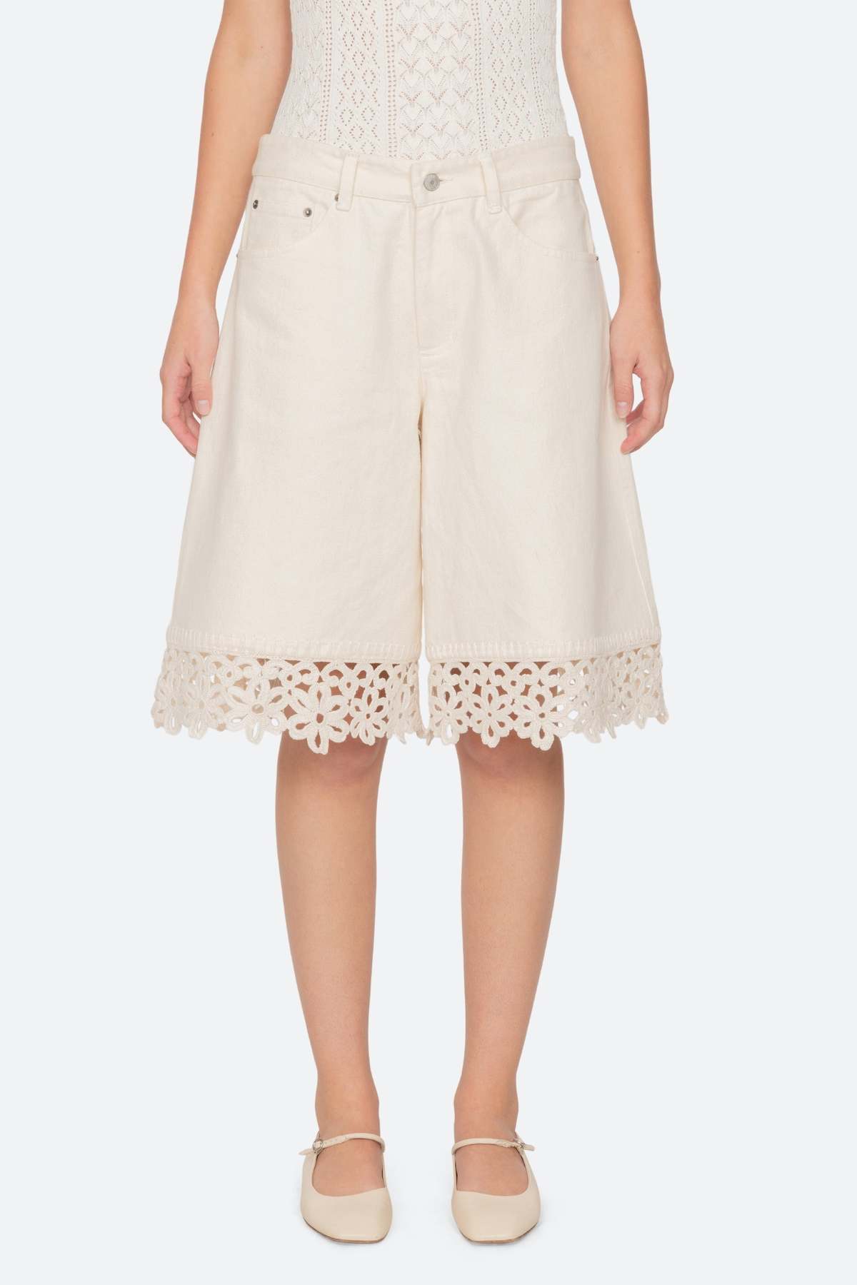 Sea NY Stasia Denim Jean Capris - Cream - Image 5 of 20