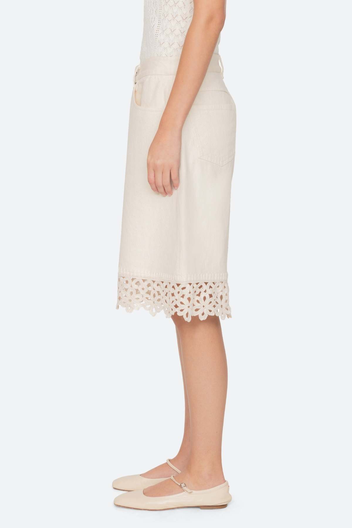 Sea NY Stasia Denim Jean Capris - Cream - Image 6 of 20