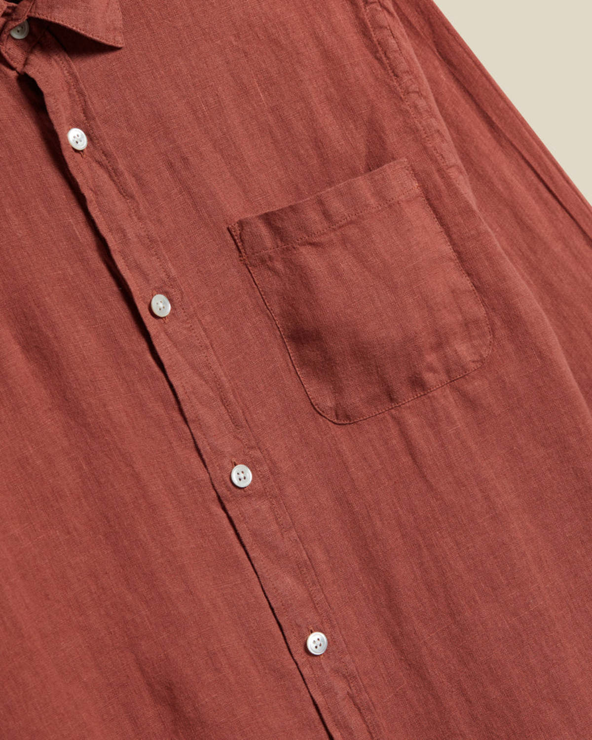 Portuguese Flannel Linen Terracotta Long Sleeve Shirt - Image 3 of 5
