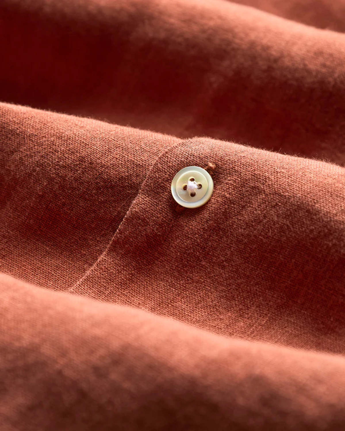 Portuguese Flannel Linen Terracotta Long Sleeve Shirt - Image 5 of 5