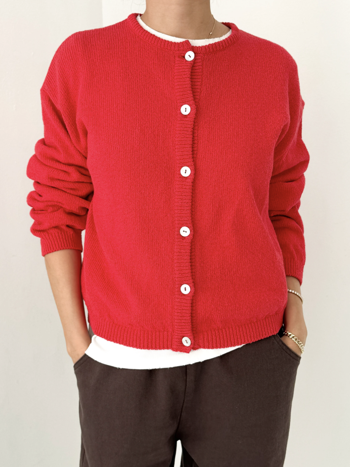 Le Bon Shoppe Cotton Leila Cardigan - Chili - Image 3 of 3