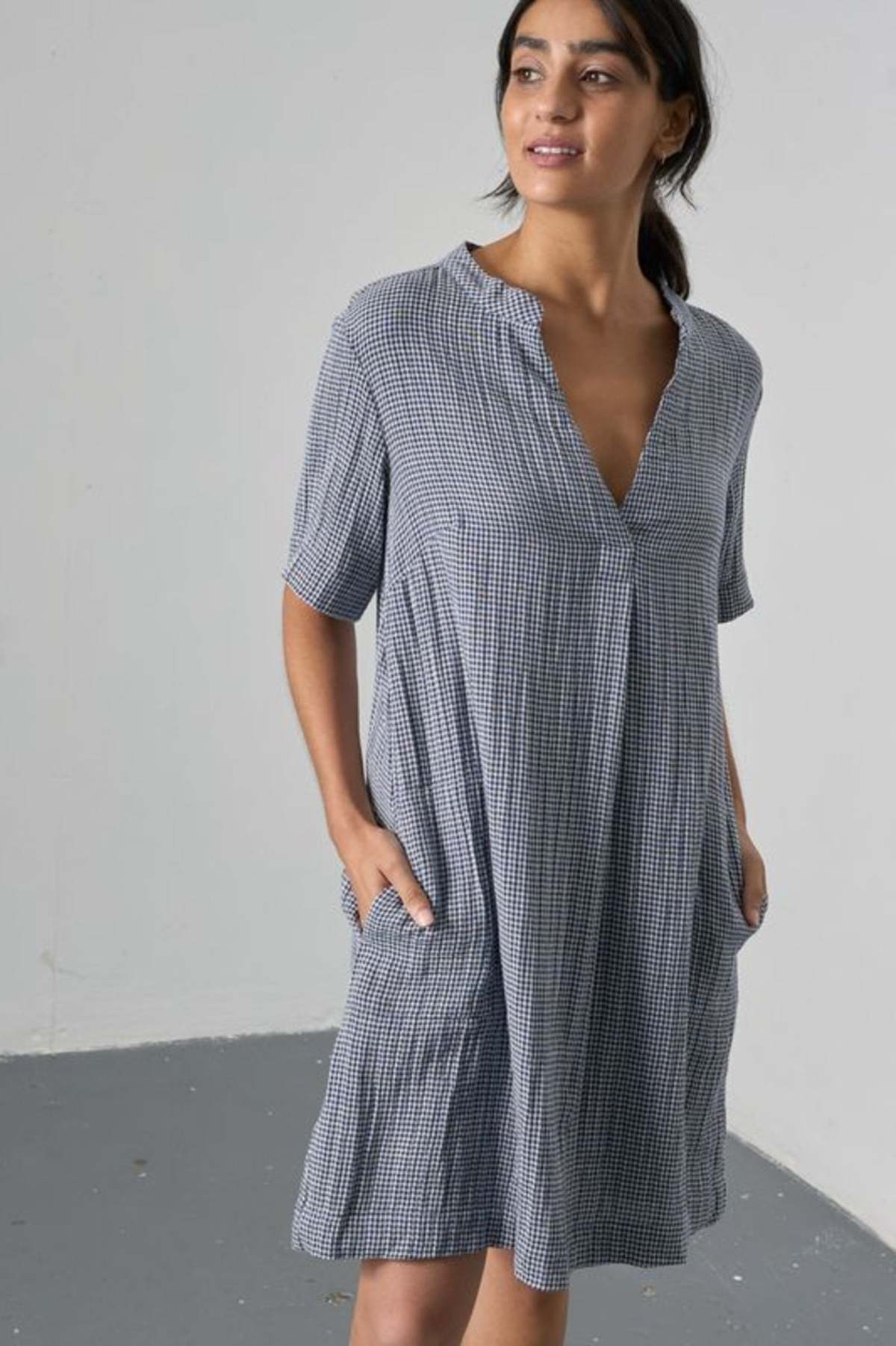 Bibico Wren Dress - Navy Check - Image 1 of 5