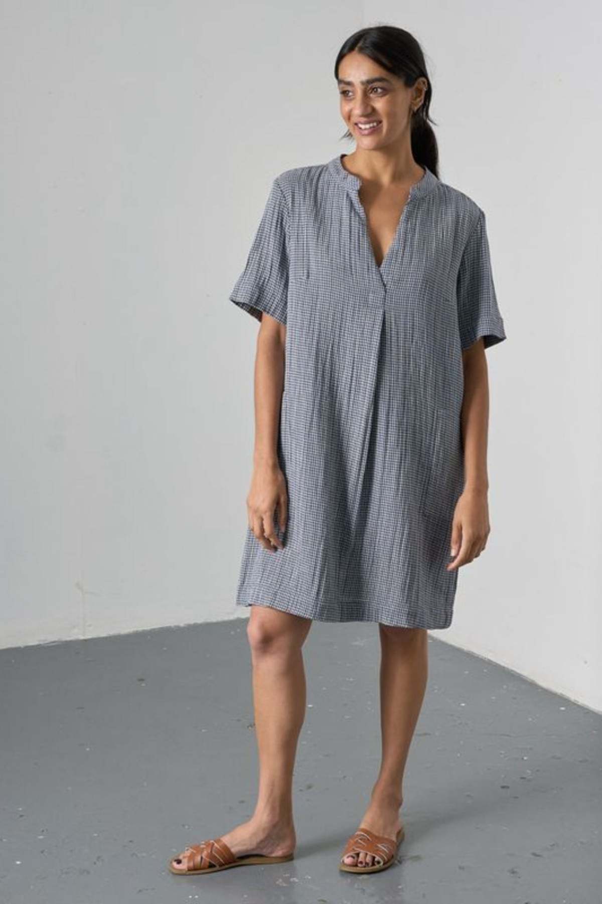 Bibico Wren Dress - Navy Check - Image 3 of 5