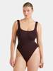 Hunza G Square Neck One Piece Swimsuit - Metallic Chocolate - Thumbnail 1