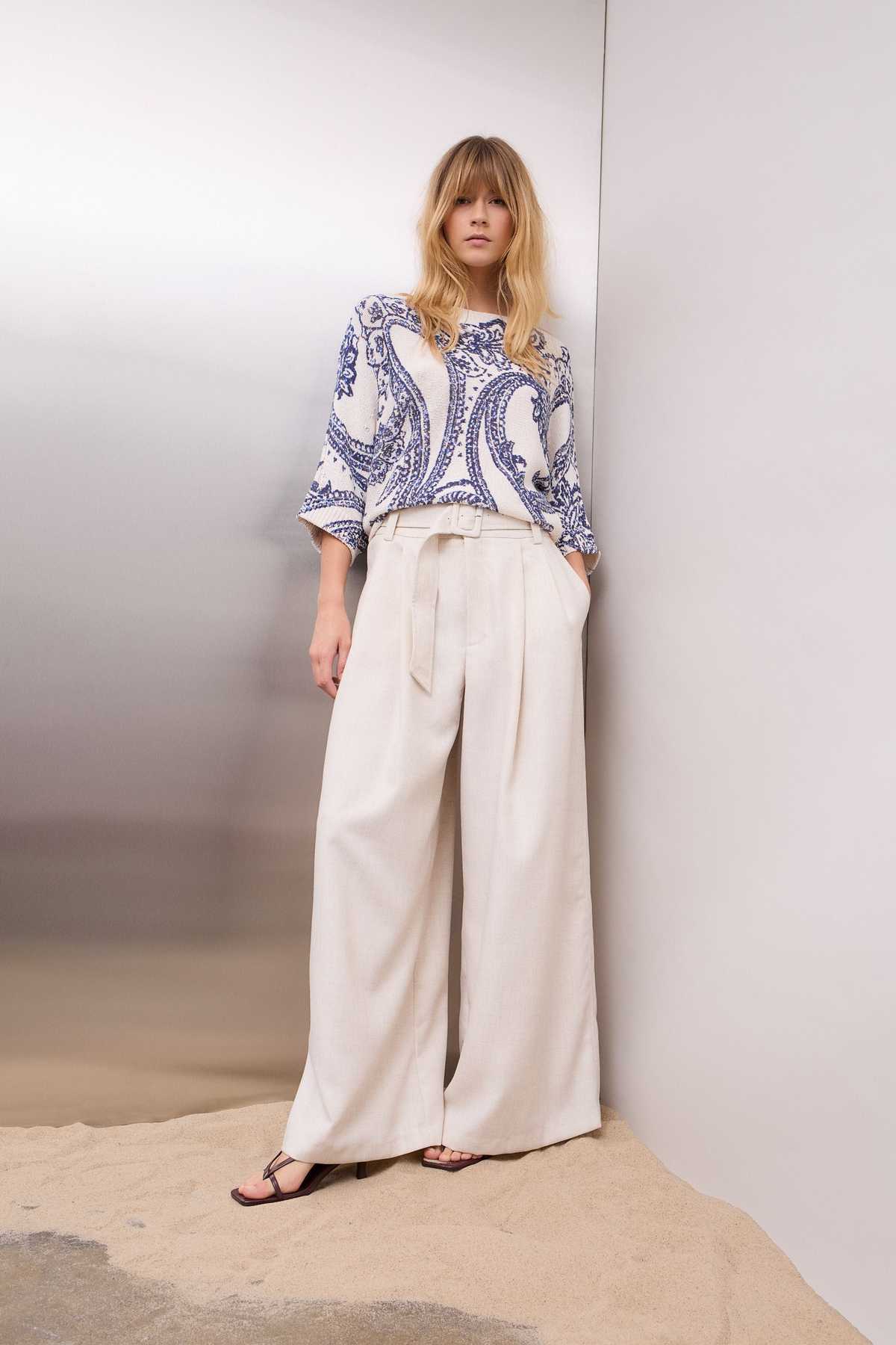 OUI FASHION Tricot Paisley Sweater - Image 1 of 7