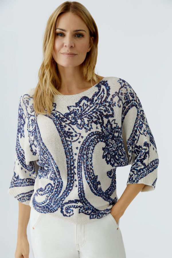 OUI FASHION Tricot Paisley Sweater