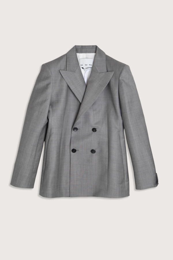 SA SU PHI Tuxedo Double Breasted Jacket - Gray
